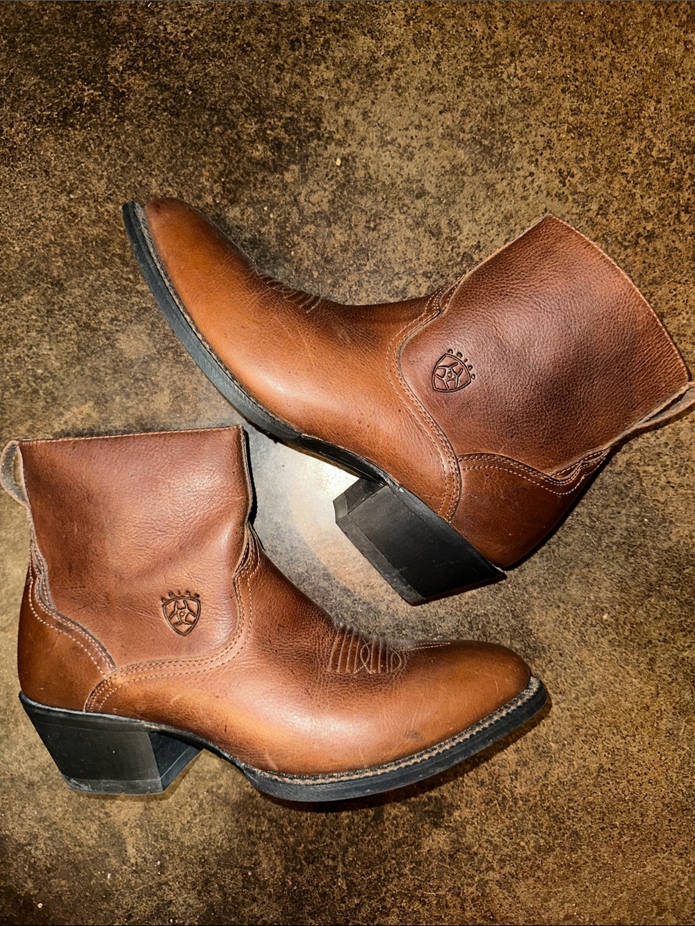 Ariat Deputy Brown Ankle Boots Men’s 9.5D Brown Zip Western Cowboy